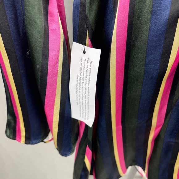 Top shop STRIPE PRINT MINI DRESS WITH TIE FRONT IN MULTI size 6 NWT - Picture 9 of 10